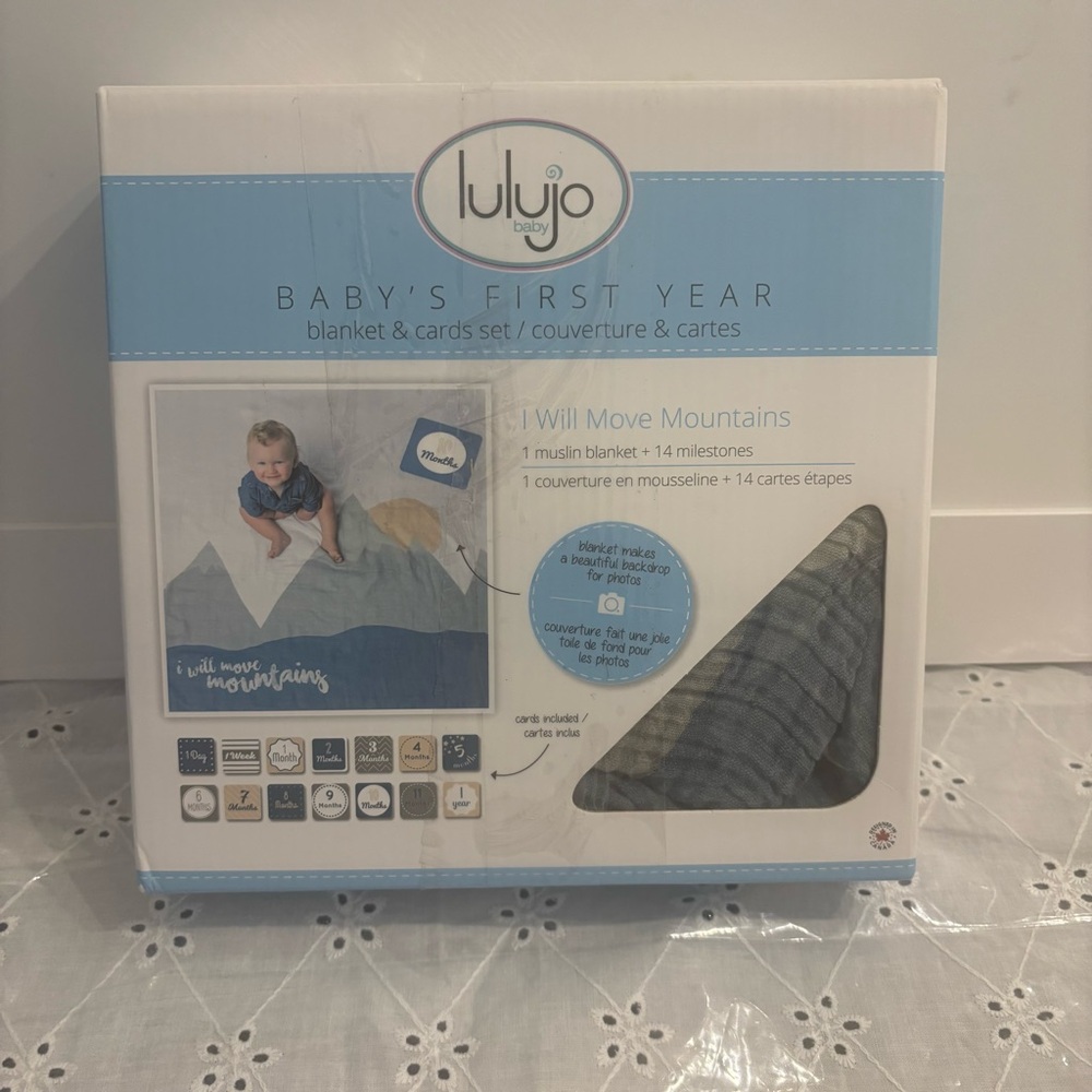 Lulujo Baby Kids Milestone Blanket Set - Gray and White